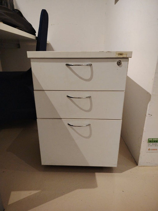 White Office Workstation and Pedestal