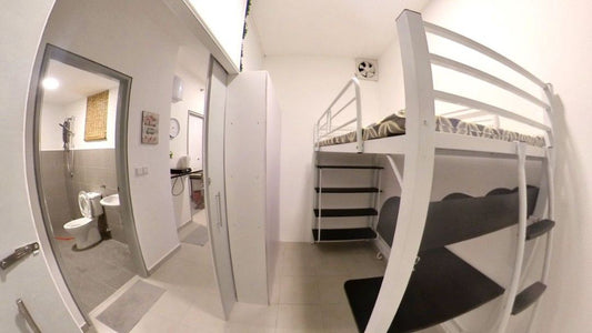 LOFT BED WITH STUDY TABLE AND SHELVES  (3V ALOHA MODEL)