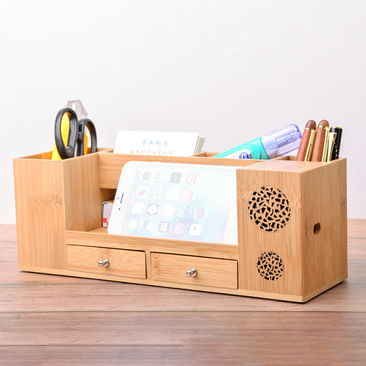 EMIHANA Elegant Bamboo Desk Organizer