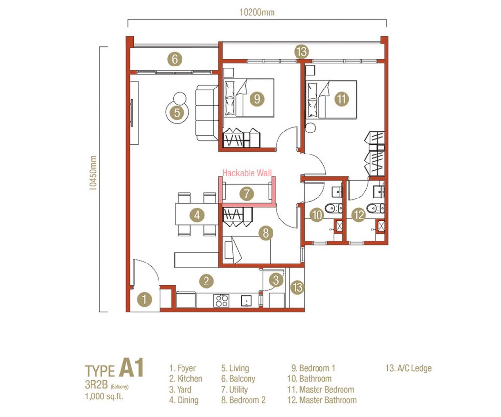 D'Erica Residences (A1)- 3 Bedroom + 2 Bathroom ( with balcony )  - Damansara Perdana, Petaling Jaya