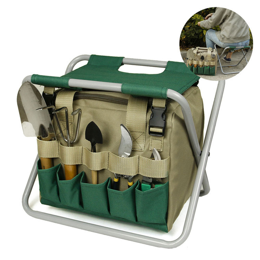 Portable Gardening Chair with Tools Storage